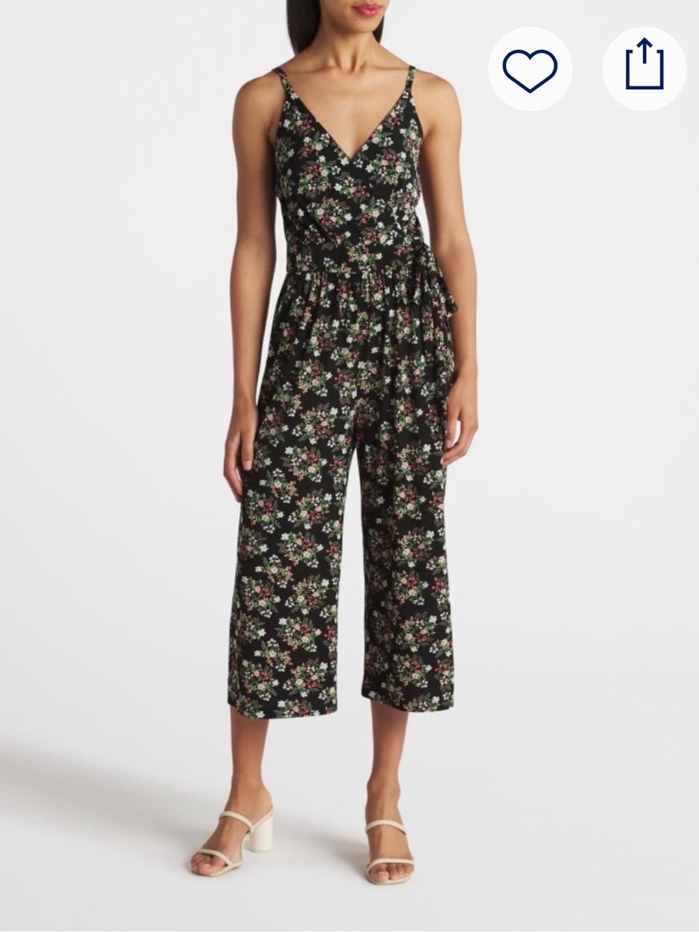 Maggy London Black Floral Ankle-Length Jumpsuit